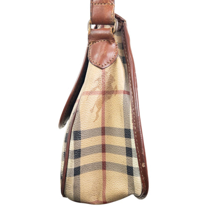 Vintage 90s Burberry Nova Check Leather Crossbody Bag | O/S, Beige