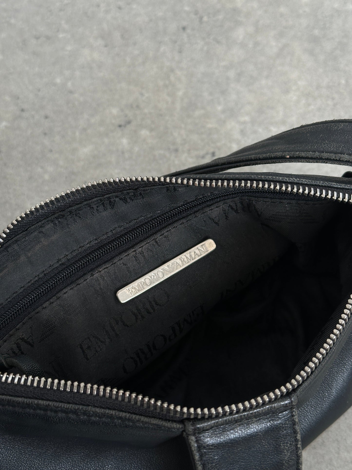 Emporio Armani 2000s Aged Leather Shoulder Bag