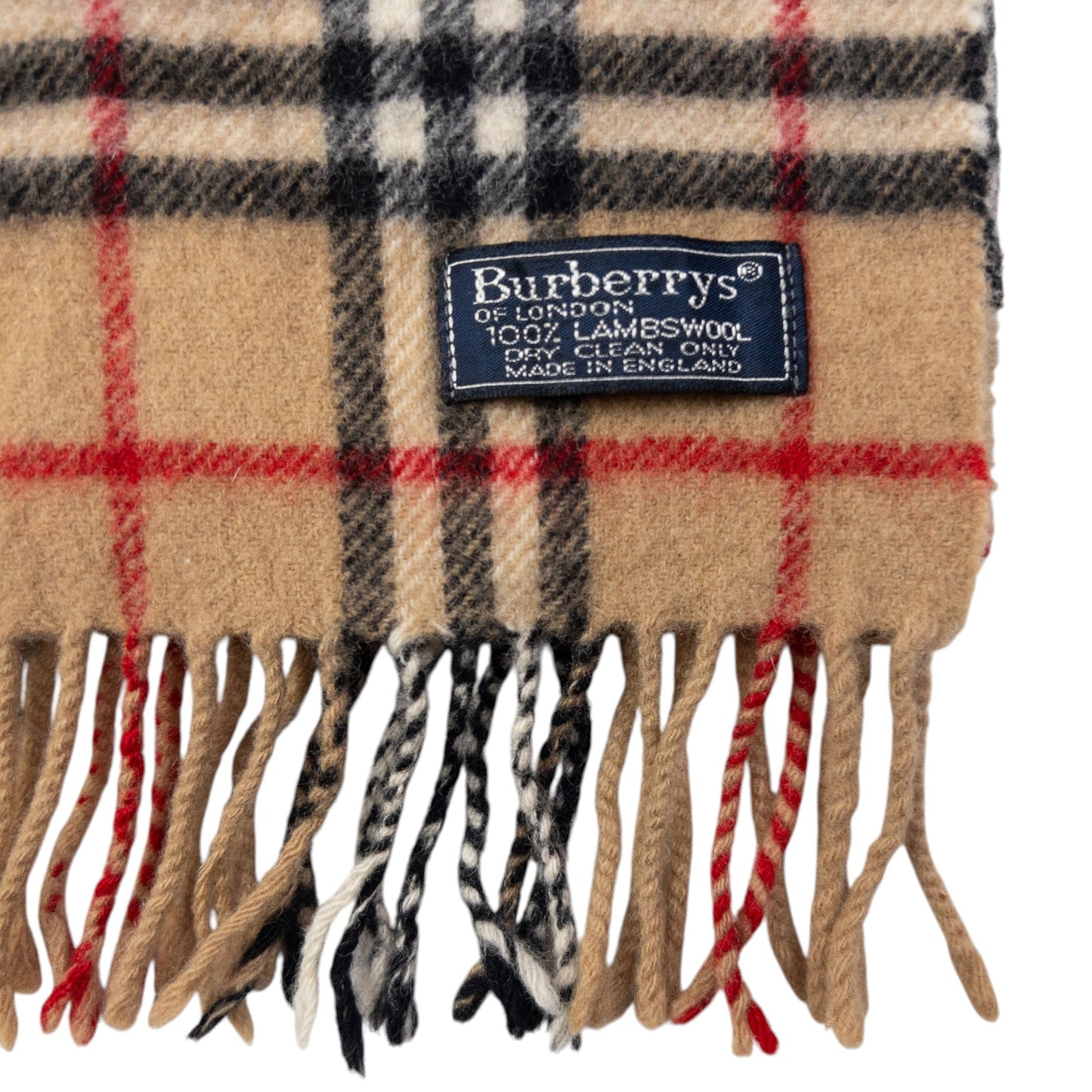 Vintage Burberry Nova Check Lambswool Tassel Scarf