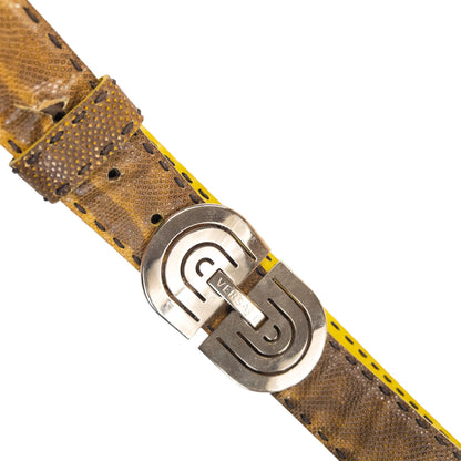 Vintage 90s Versace Snakeskin Leather Belt Size S | O/S, Brown