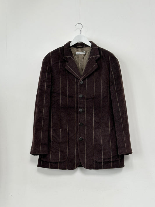 Emporio Armani Wool Fuzzy Stripe Blazer Coat - 42R