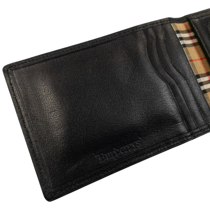 Vintage 90s Burberry Leather Card Holder | O/S, Black