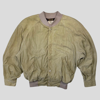 Gucci 1970’s Suede Leather Flannel Lined Flight Jacket - L