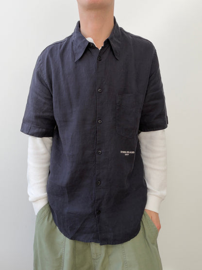Stone Island SS06 Linen Short Sleeve Shirt | Large, Navy