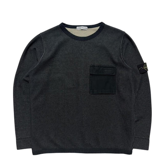 Stone Island Spring/Summer 1999 Ribbed Crewneck | Large, Black