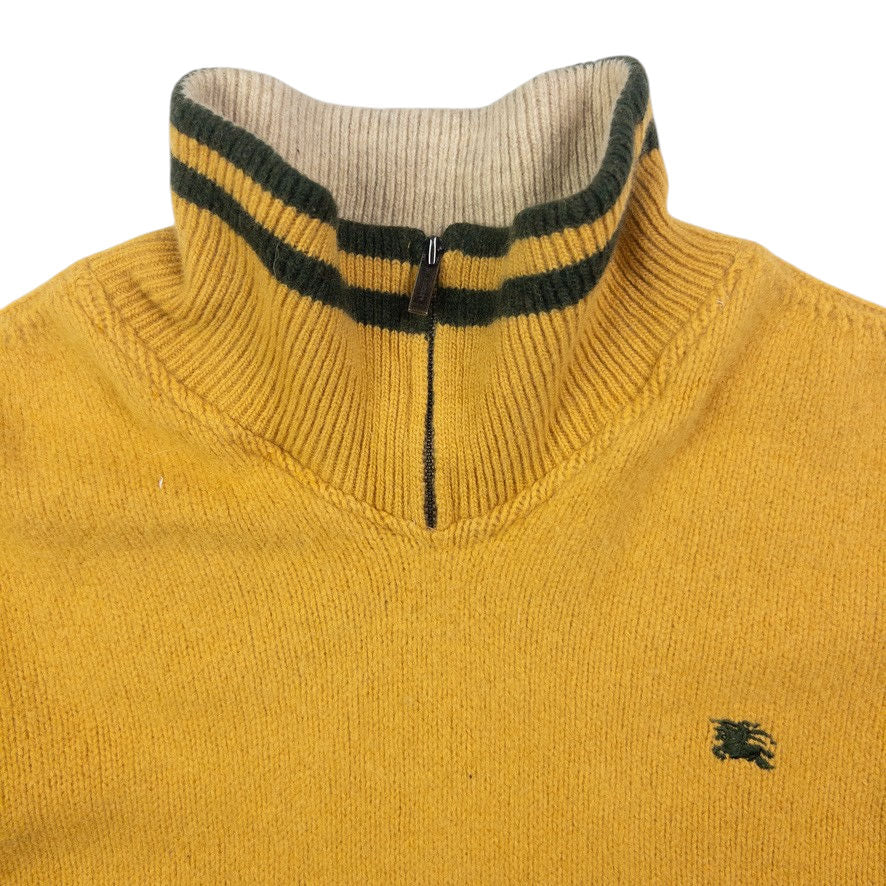 Vintage Burberry Q Zip Wool Jumper Womens Size S
