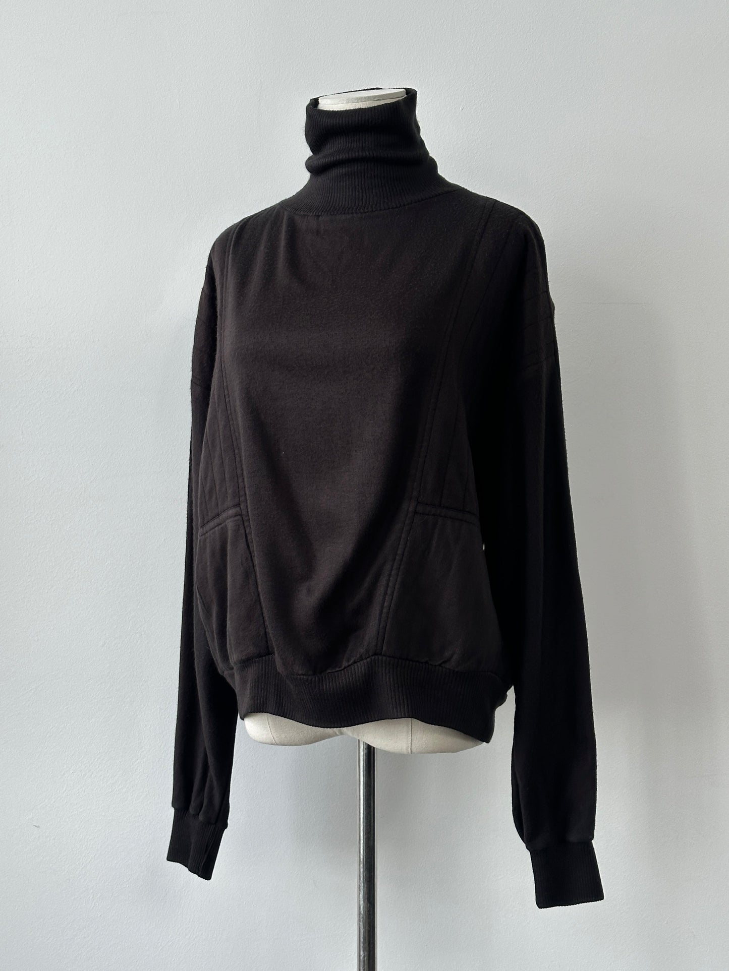 Vintage 1980s Cropped Boxy Roll Neck Jumper - M