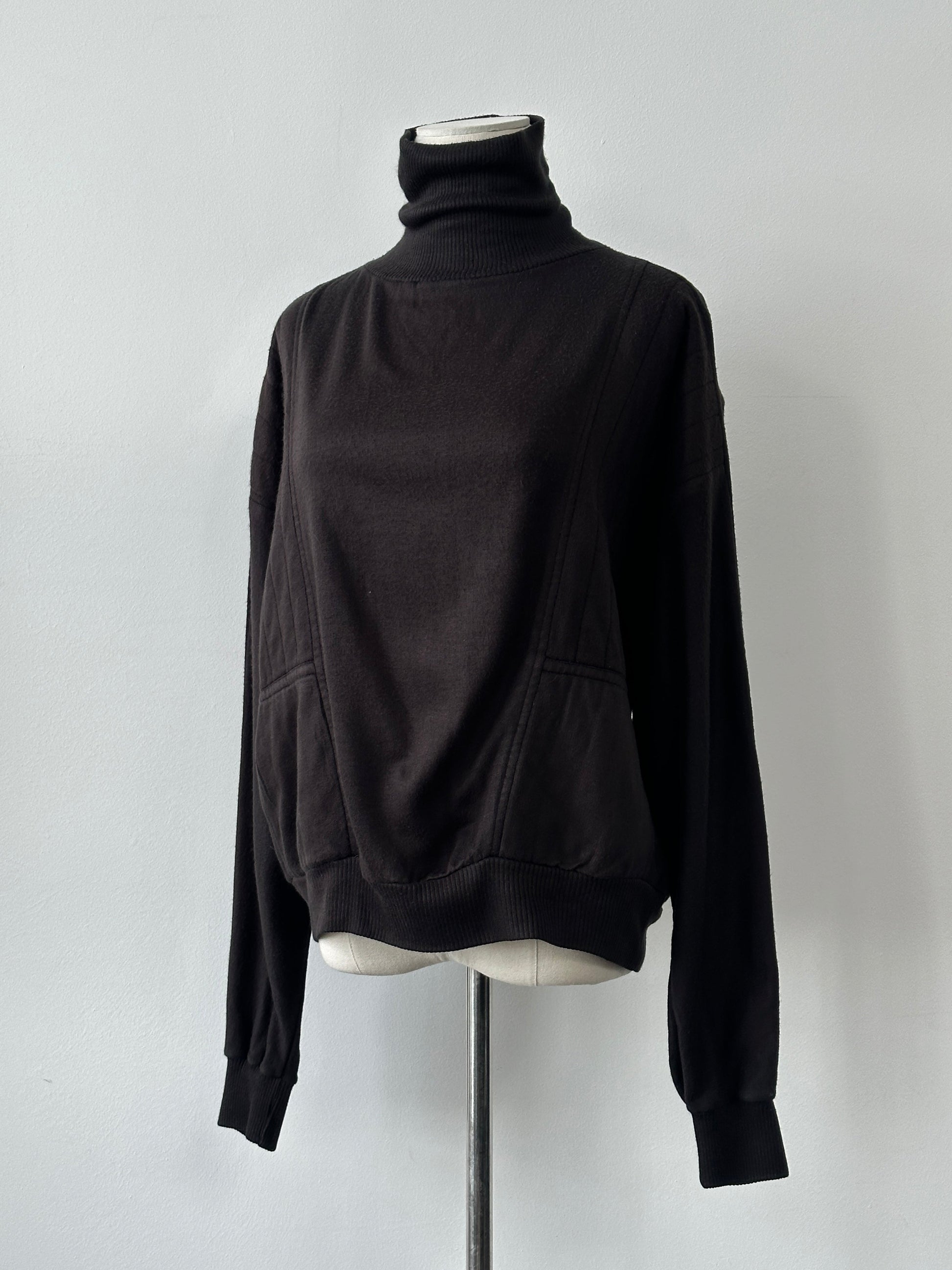 Vintage 1980s Cropped Boxy Roll Neck Jumper - M