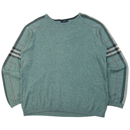 Vintage 2000s Burberry Nova Check Sleeve Jumper Size M | Medium, Blue