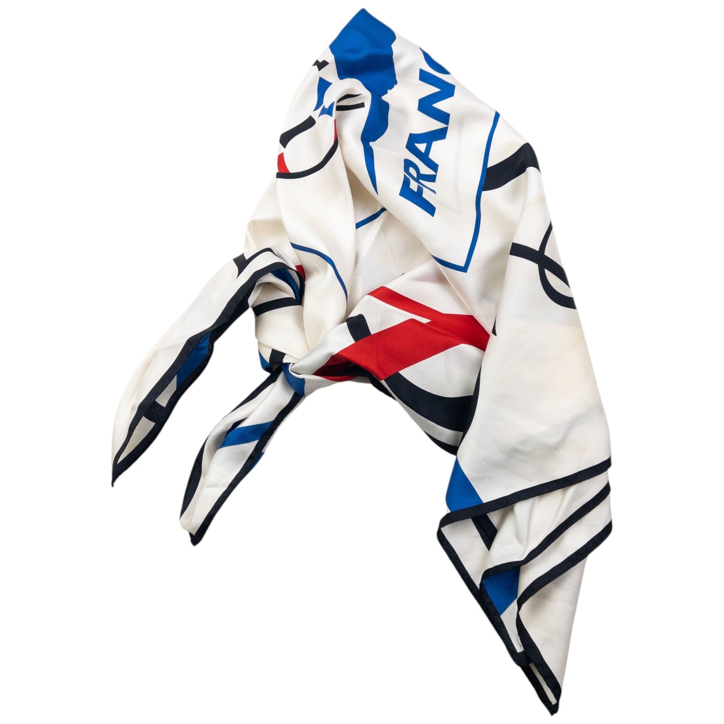 Vintage 1998 YSL Yves Saint Laurent France Fifa World Cup Silk Scarf | O/S, White, Red, Blue