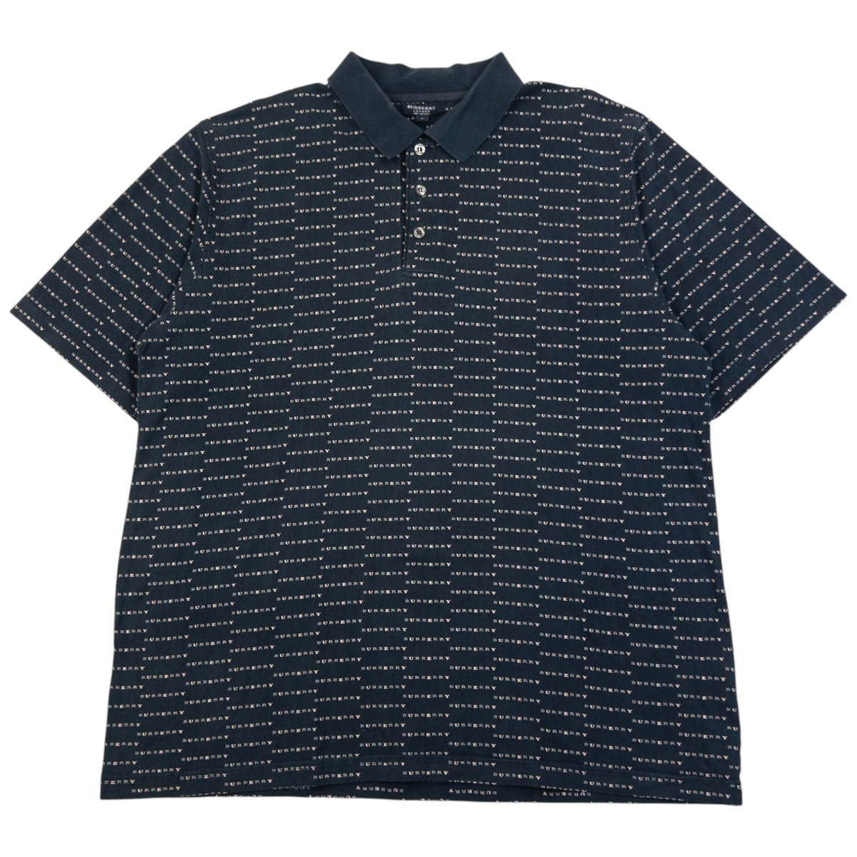 Vintage 2000s Burberry Monogram Polo Shirt Size L | Large, Navy
