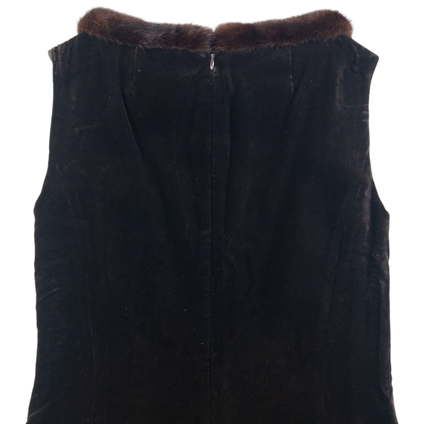 Vintage 2000s Burberry Fur Collar Velour Dress Womens Size S | Small, Brown