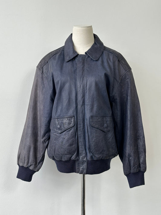 Vintage 1990s Bomber Leather Jacket - M