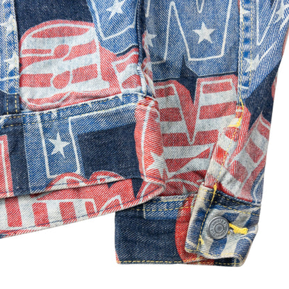 Vintage 90s Hysteric Glamour Stars & Stripes Text Denim Jacket Womens Size S | Small, Multi-colour