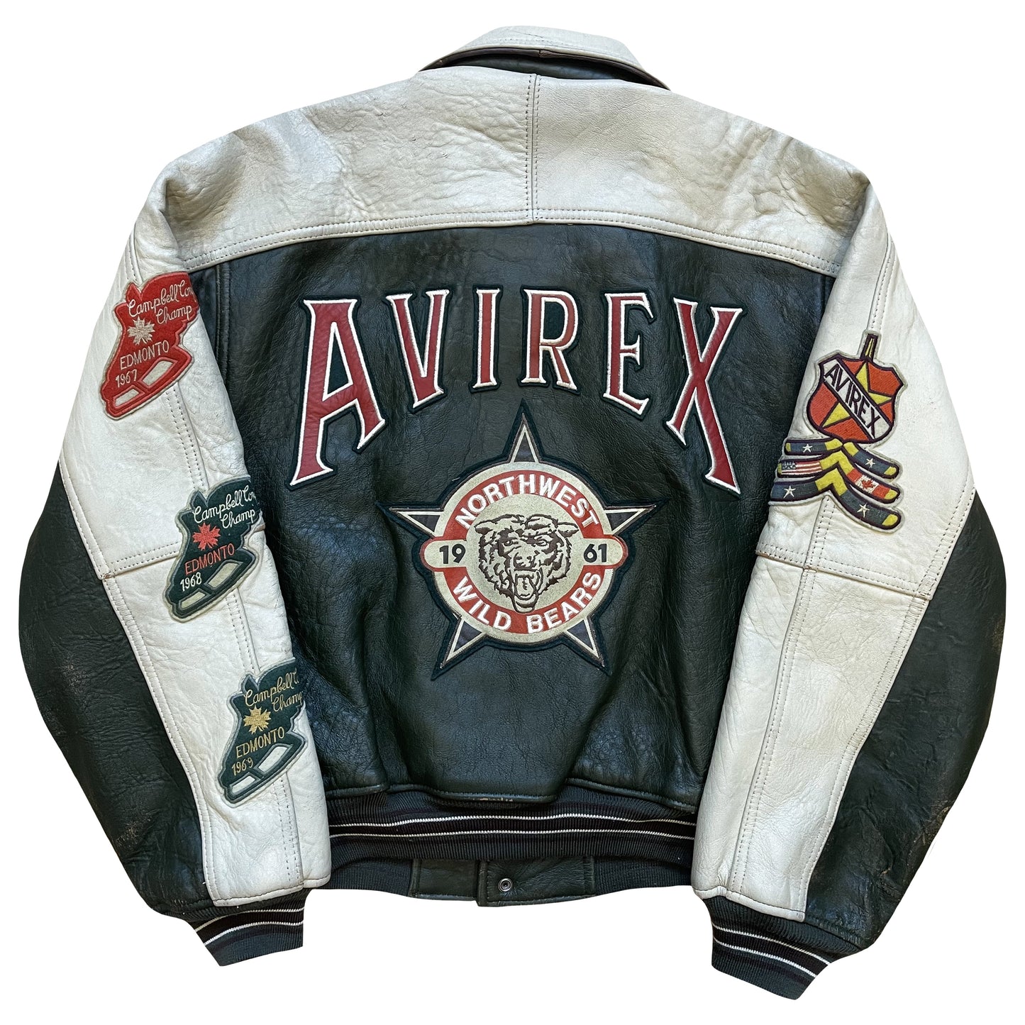 Avirex Wild Bears Leather Varsity Jacket - S