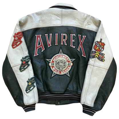 Avirex Wild Bears Leather Varsity Jacket - S