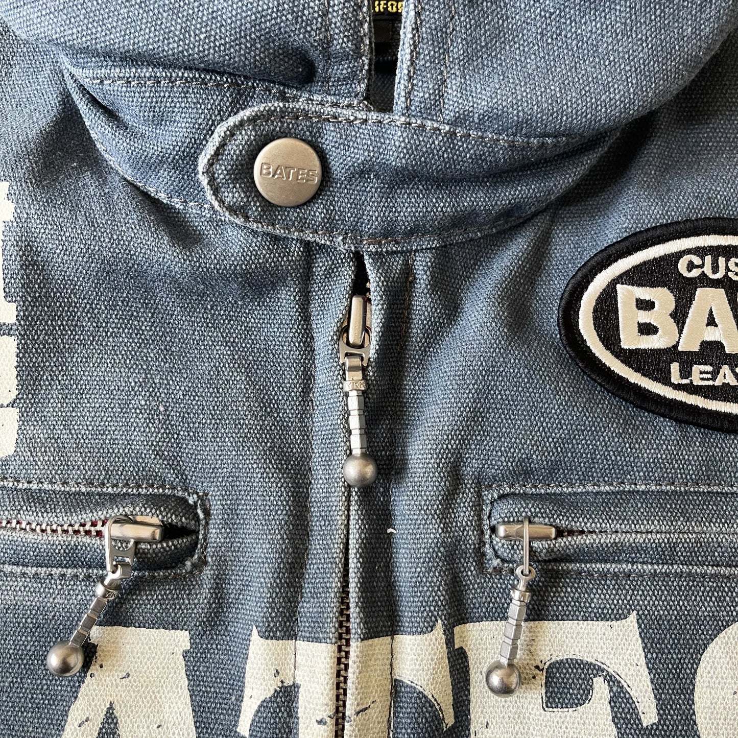 Bates Leathers Denim Zip Up Biker Vest - M