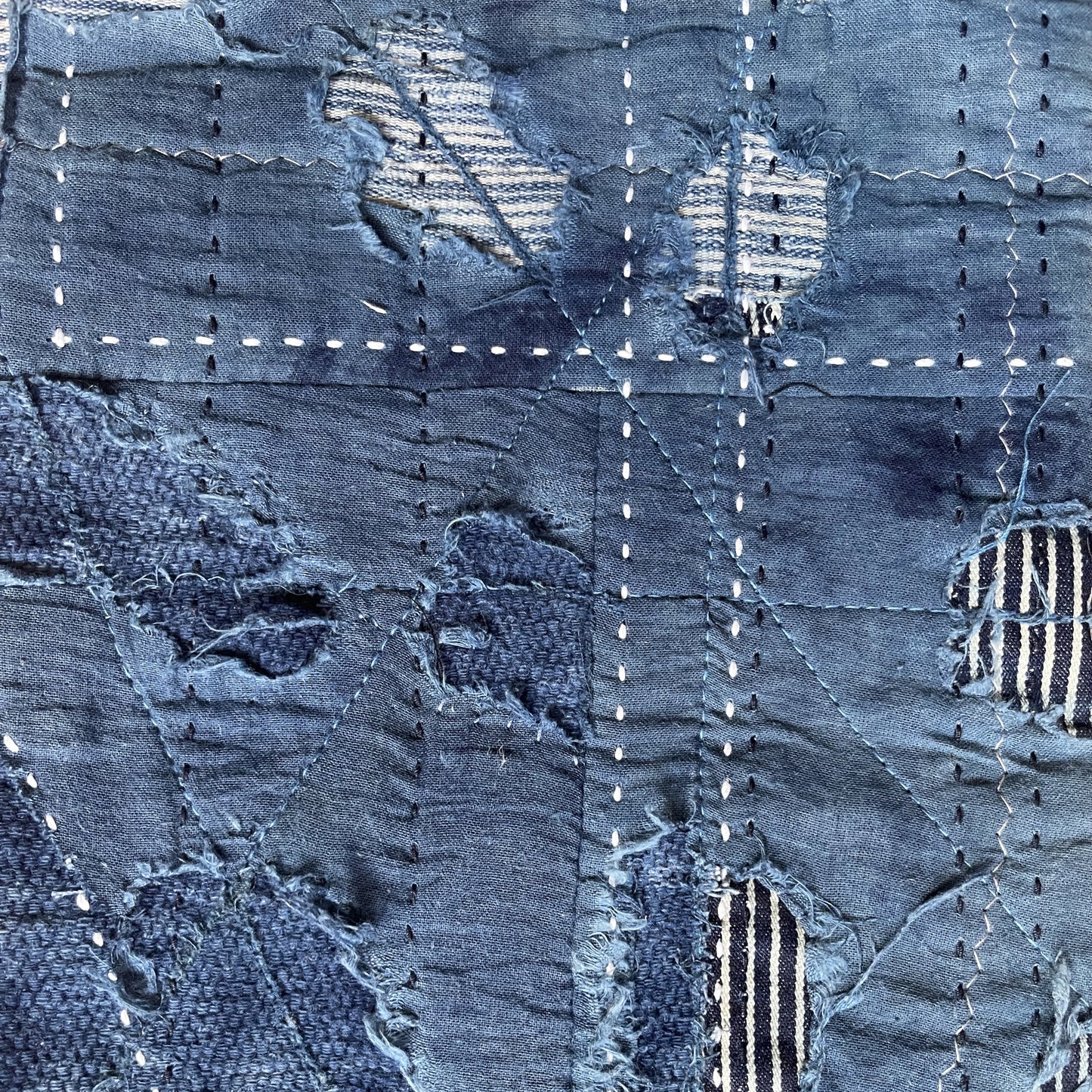 Indigo Boro Sashiko Distressed 501 Jeans - W32"