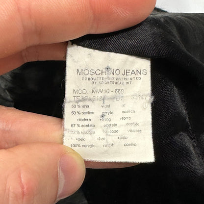Moschino Jeans 00’s Rabbit Fur Collar Cropped Furry Jacket - UK8-12 | Default Title, Black