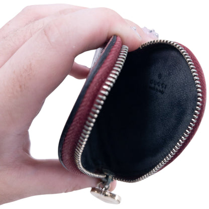 Vintage Gucci Monogram Leather Heart Coin Purse | O/S, Burgundy