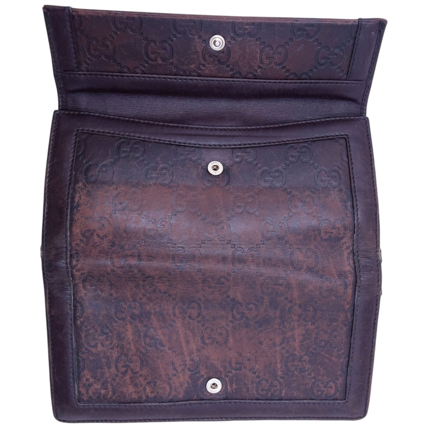 Vintage 2000s Gucci Monogram Leather Purse | O/S, Brown