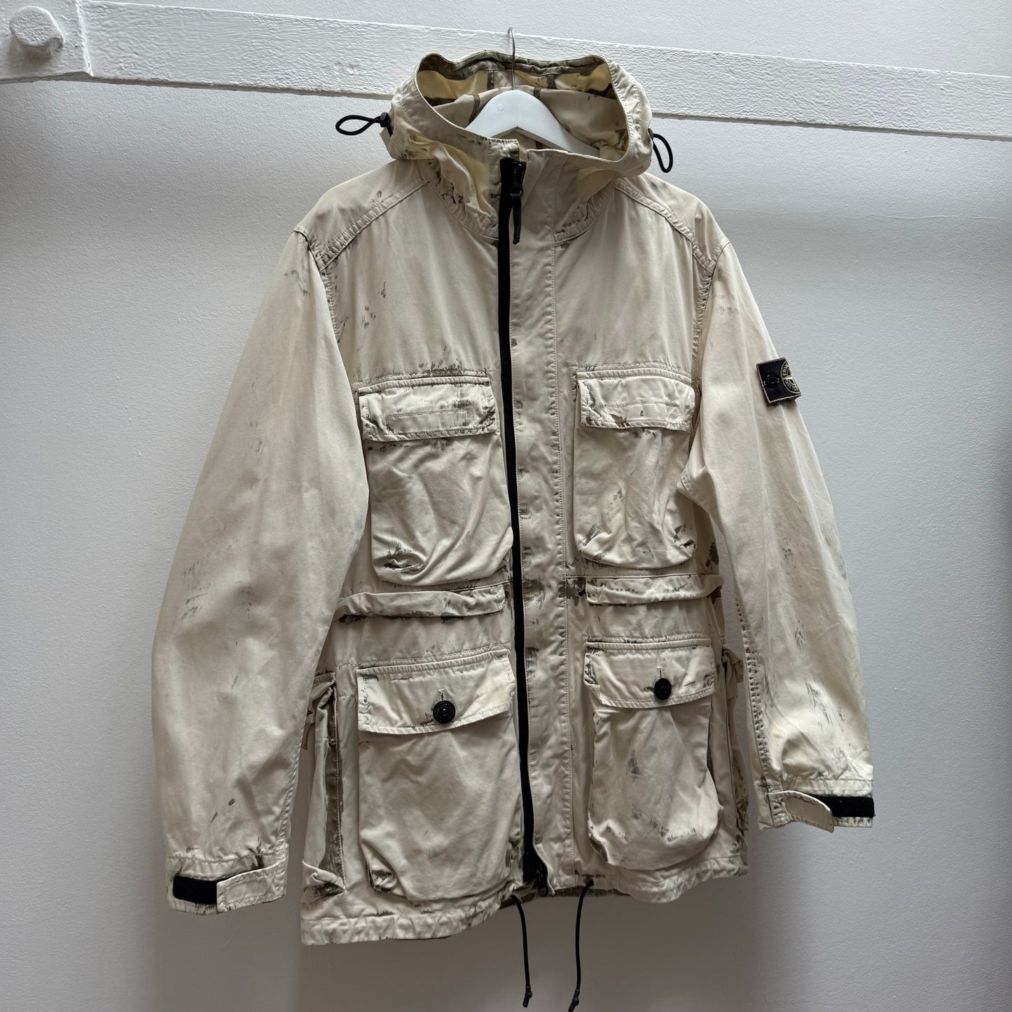 Stone Island Hand Corrosion Field Jacket 2017 (L) | Large, Cream