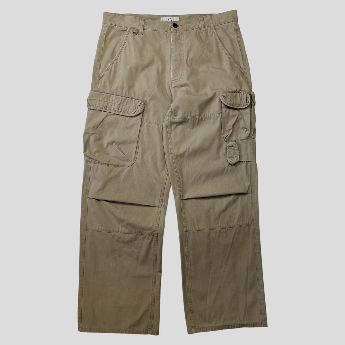 Armani 90’s Cotton Ripstop Cargo Trousers - 34 | W34, Beige