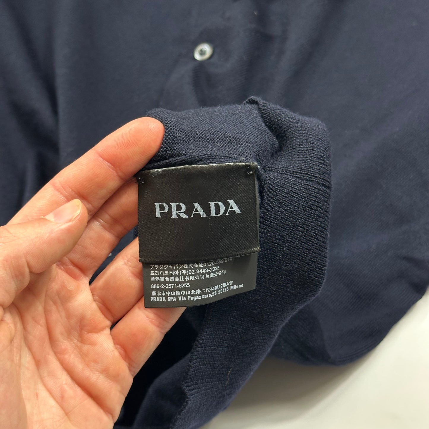 Prada Milano 2017 Virgin Wool Minimalist Navy Cardigan - IT50 | Default Title, Navy
