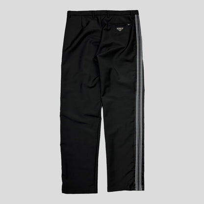 Prada Milano 2022 Mohair & Wool Striped Plaque Logo Trousers - IT50 (L)