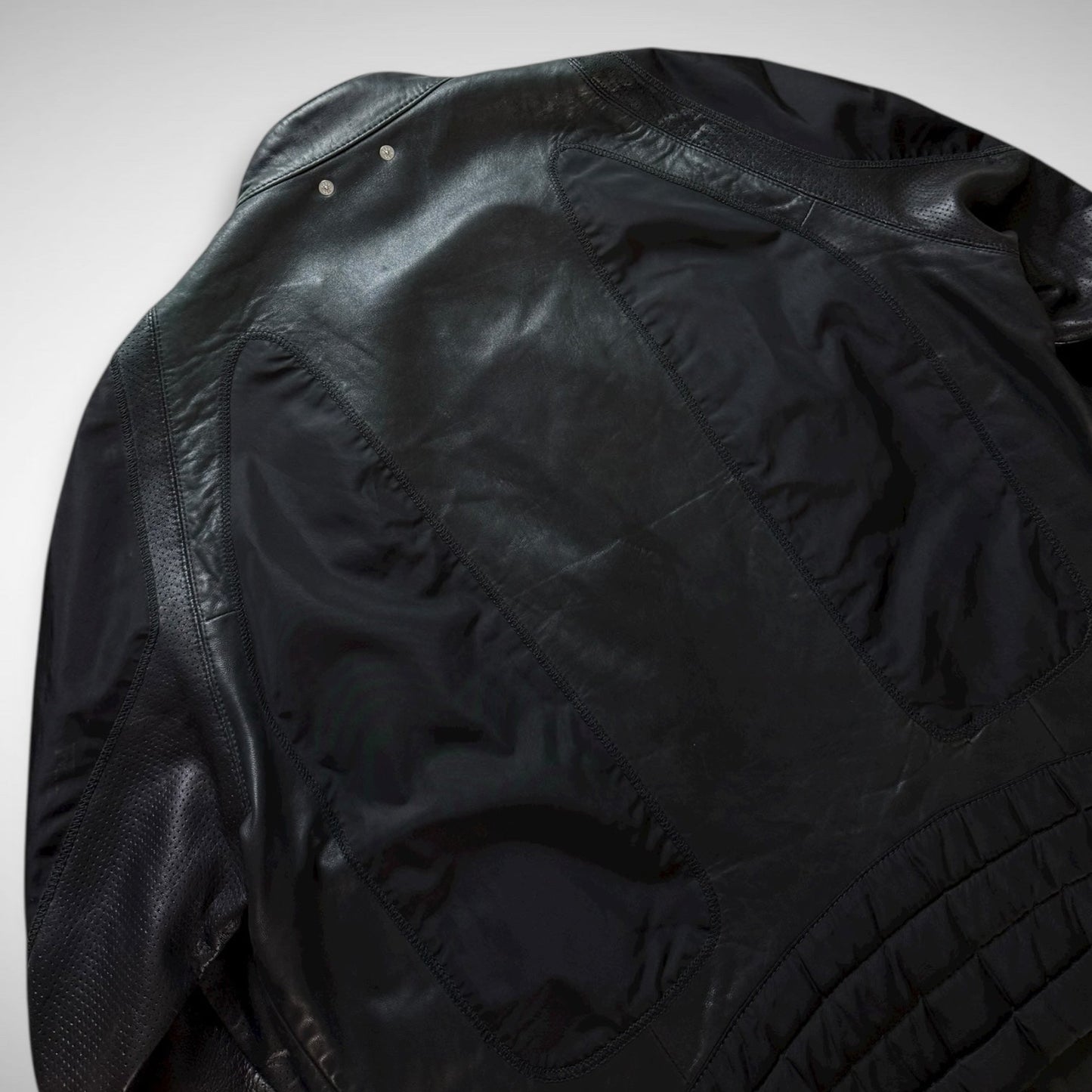 Hugo Boss Orange Nylon & Leather Panel Biker Jacket (2000s)