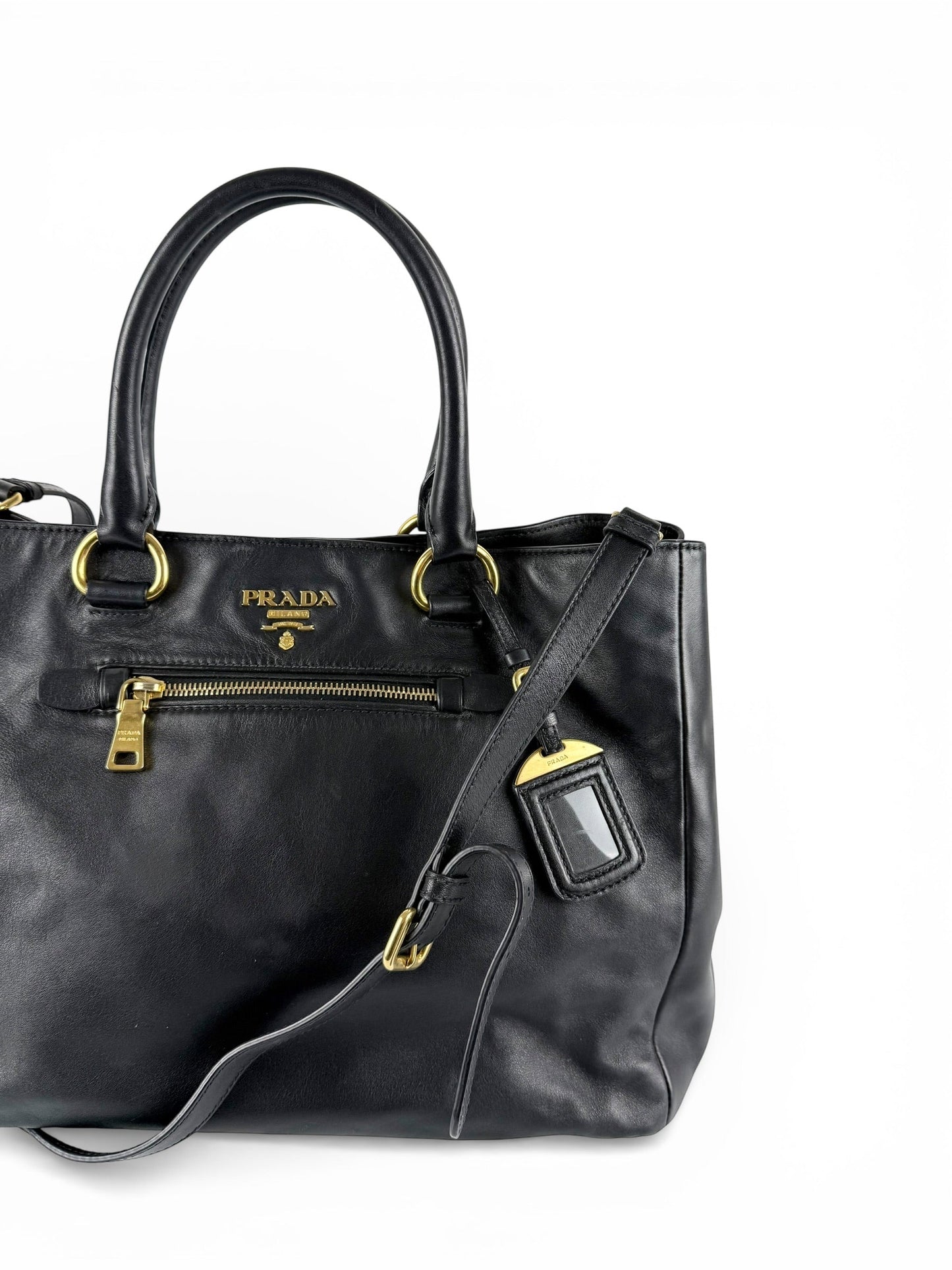 2010s Prada Nappa Leather 2Way Black Tote Bag | O/S, Black