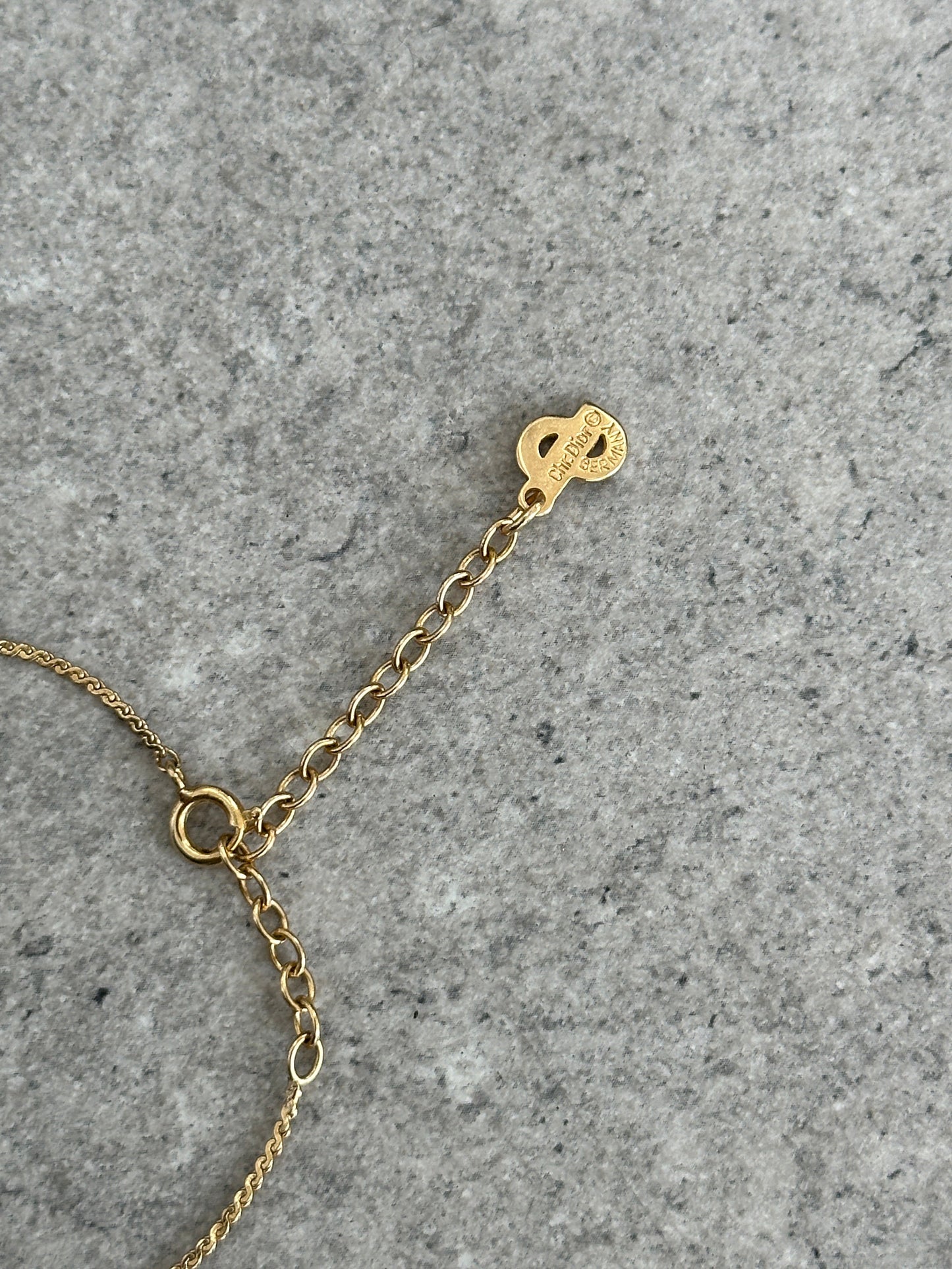 Christian Dior 1990s 16” Gold Plated CD Logo Pendant Necklace