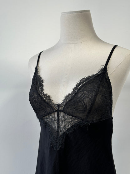 Vintage 2000s Lace Panel Satin Mini Dress - S