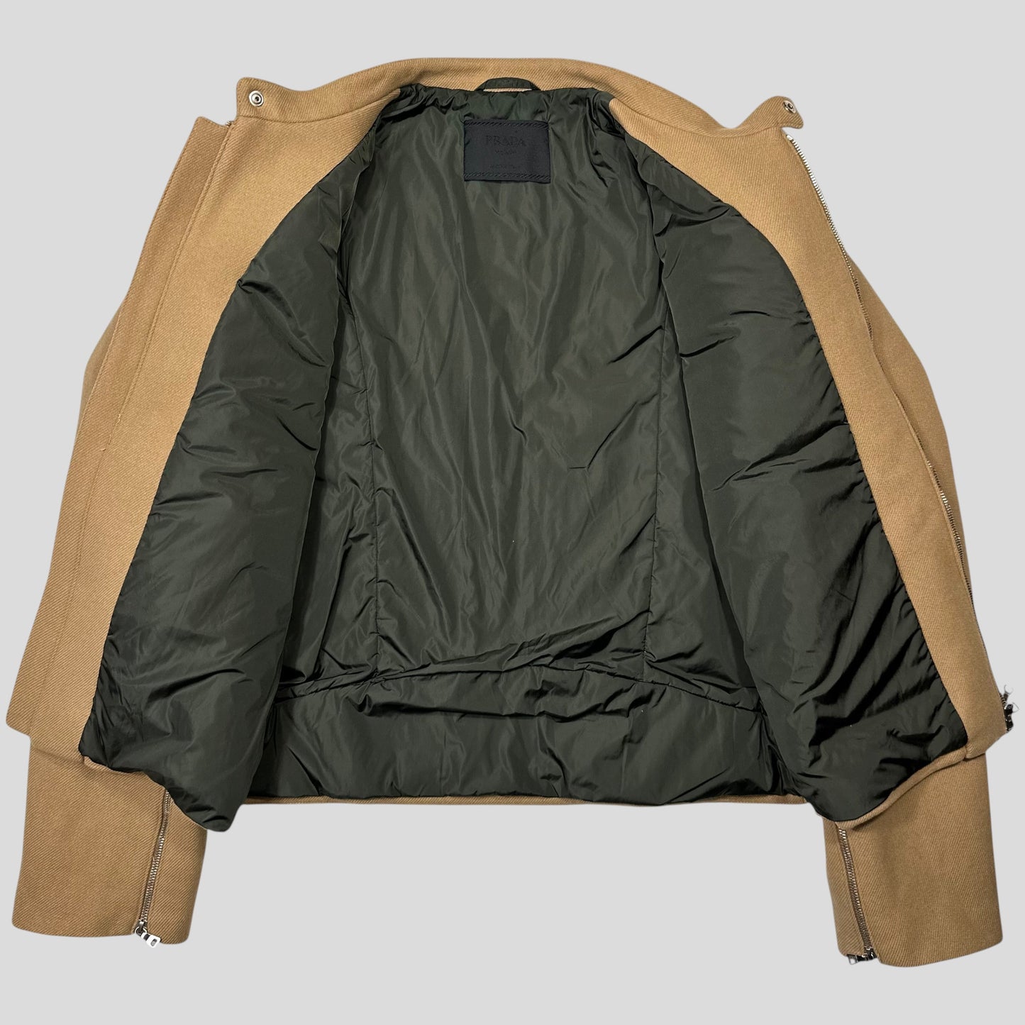 Prada Milano 1999 Wool Padded Leather Detailed Biker Jacket - L | Default Title, Multicoloured