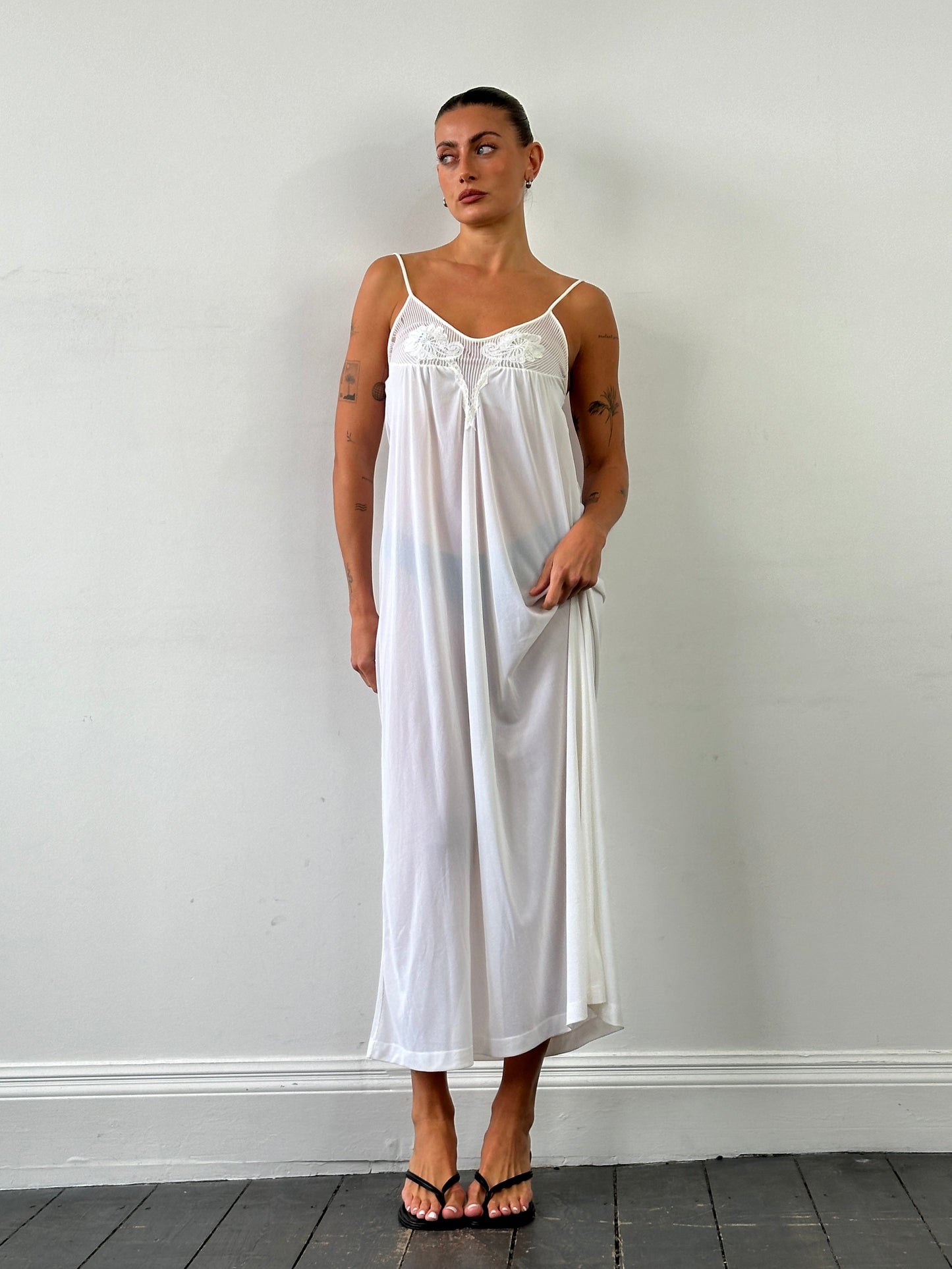 Vintage Sheer Maxi Slip Dress - S/M