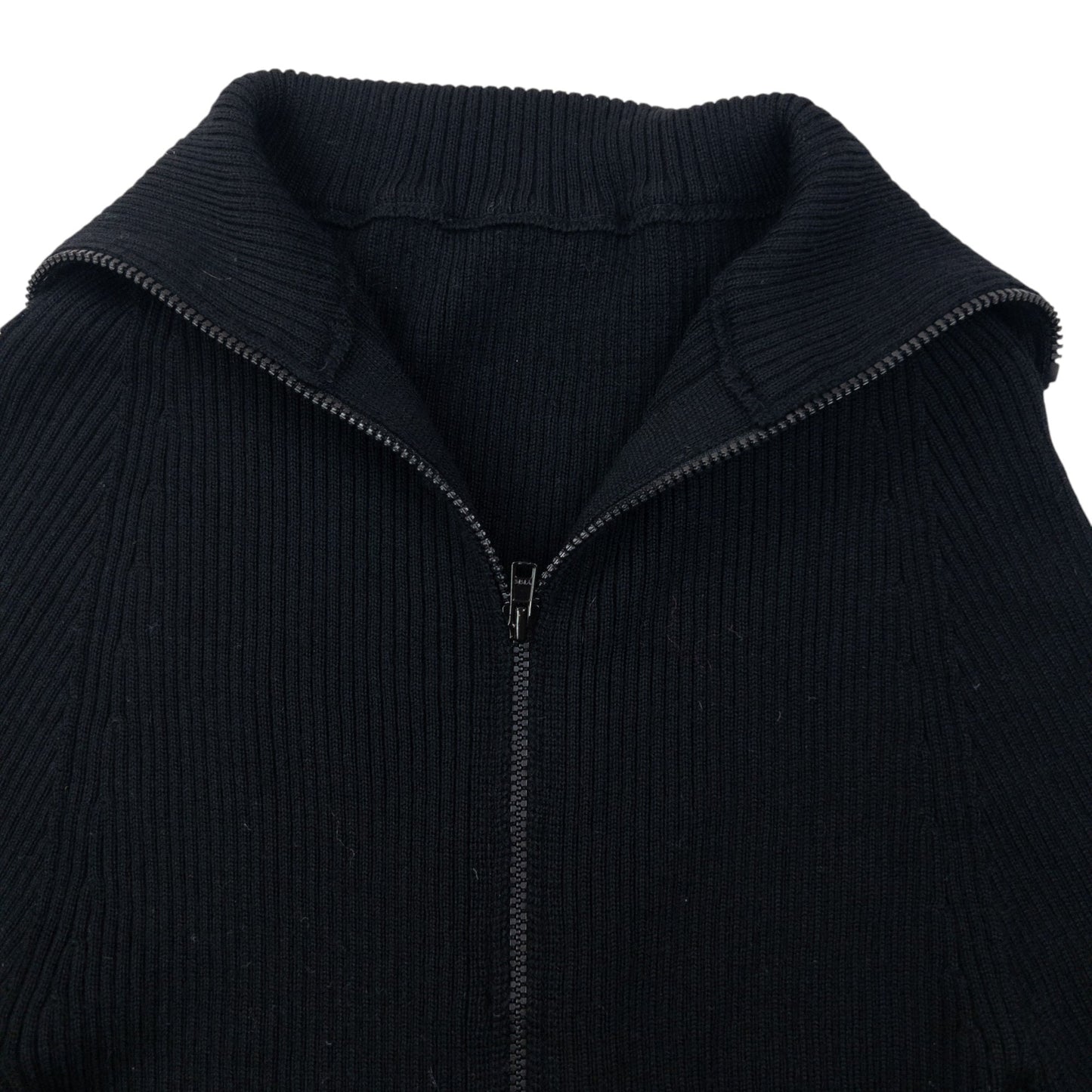 Vintage 2000s Yohji Yamamoto Zip Up Ribbed Wool Jumper Womens Size S | Small, Black