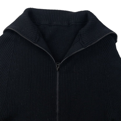 Vintage 2000s Yohji Yamamoto Zip Up Ribbed Wool Jumper Womens Size S | Small, Black