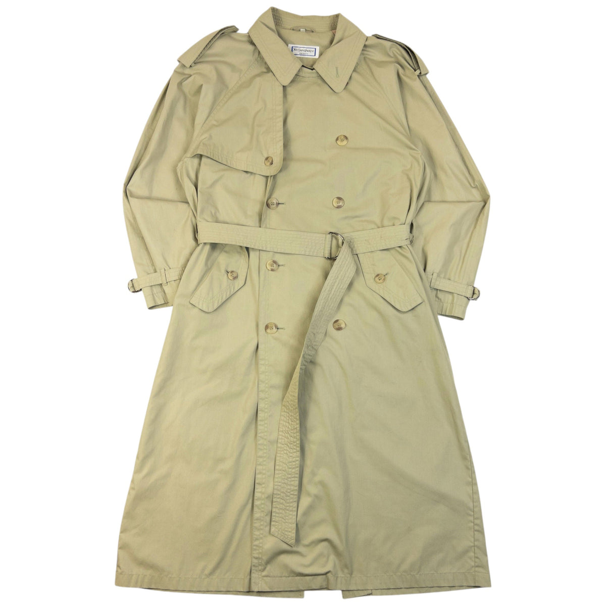 Vintage 80s YSL Yves Saint Laurent Belt Waist Trench Jacket Size XL | XL, Multicoloured