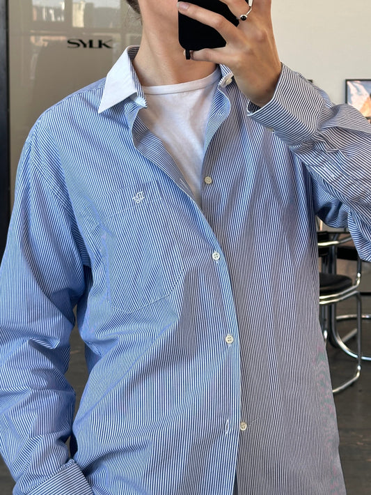 Christian Dior Monsieur 1980s Cotton Logo Stripe Shirt - L