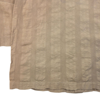Vintage 90s Issey Miyake Striped Long Sleeve Button Up Shirt Size M | Medium, Beige