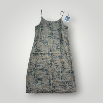 SS/1998 C.P. Company Donna Deadstock Lino Flax Dress 12-14 | O/S, Olive Green