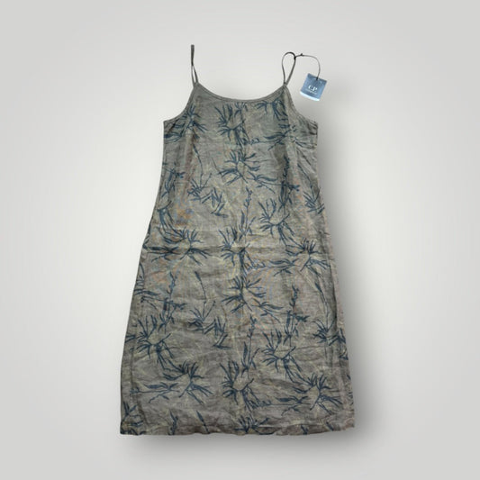 SS/1998 C.P. Company Donna Deadstock Lino Flax Dress 12-14 | O/S, Olive Green