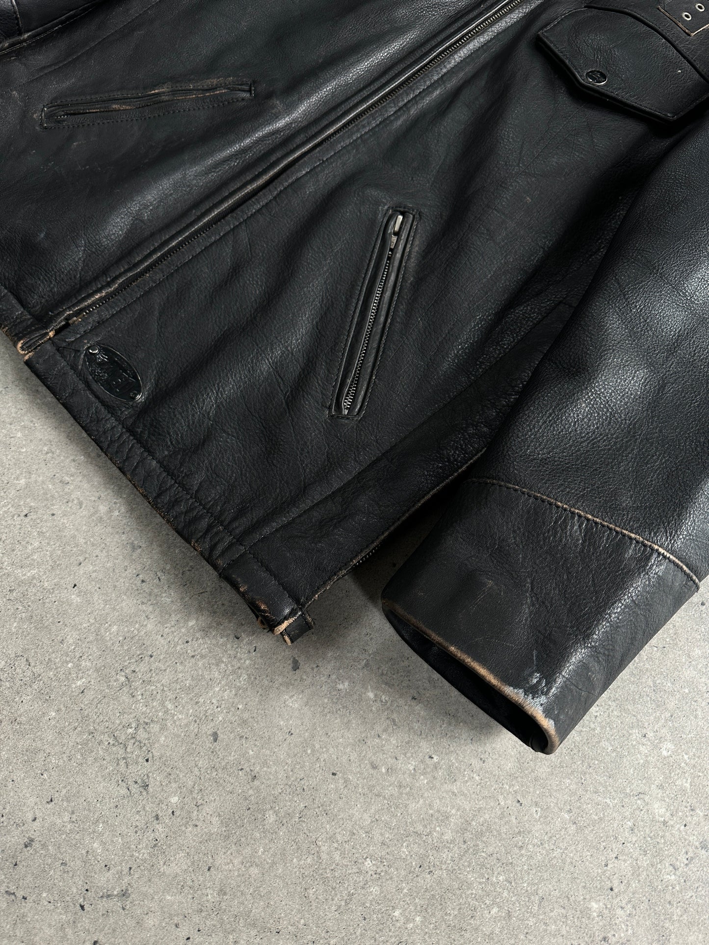 Vintage 1990s Aged Leather Jacket - M/L