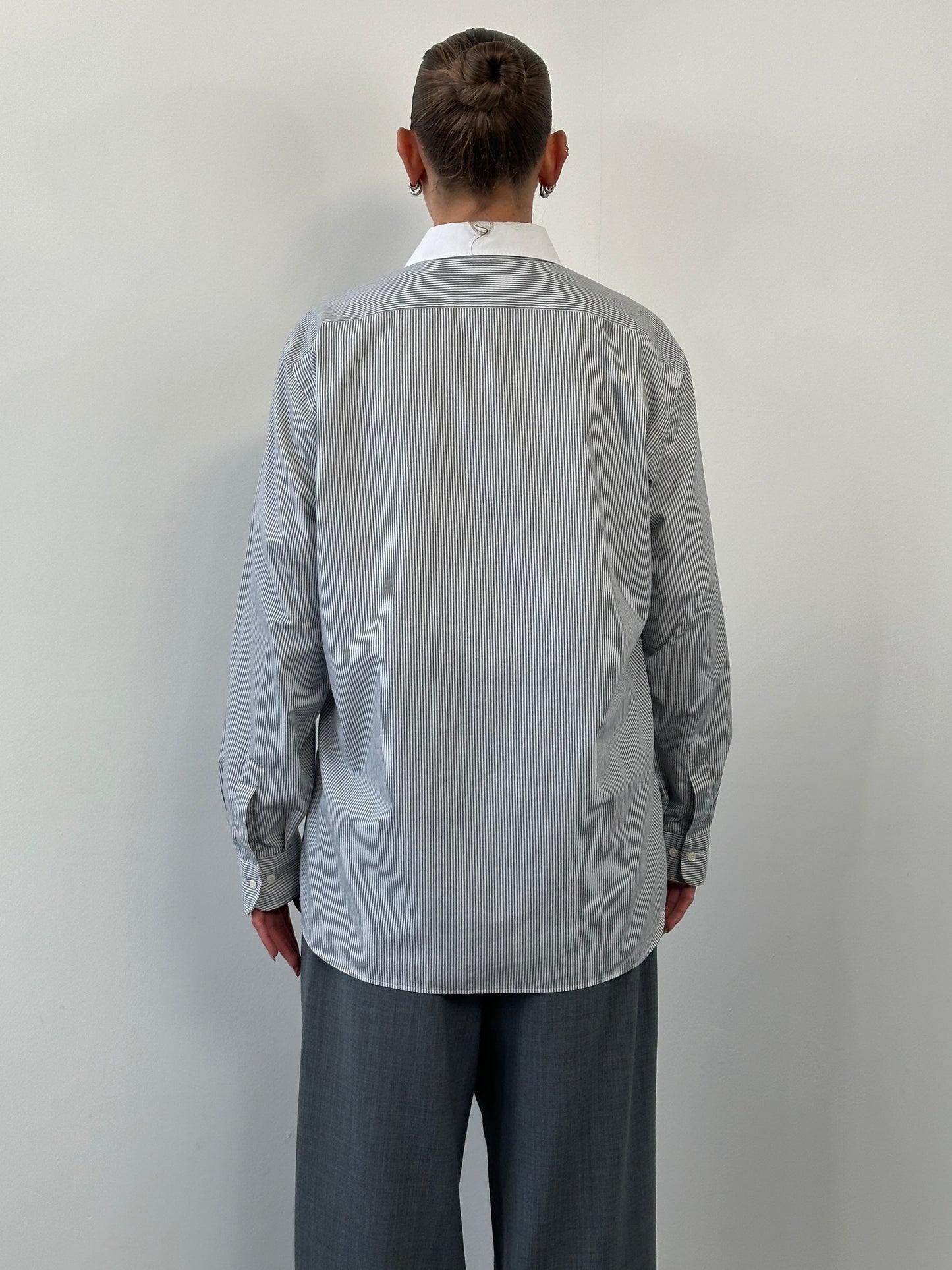 Christian Dior Chemise 1990s Cotton Stripe Logo Shirt - L