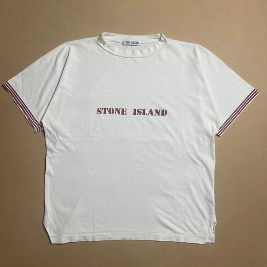 S/S 1993 Raspberry Red Speckled Spell Out T-shirt