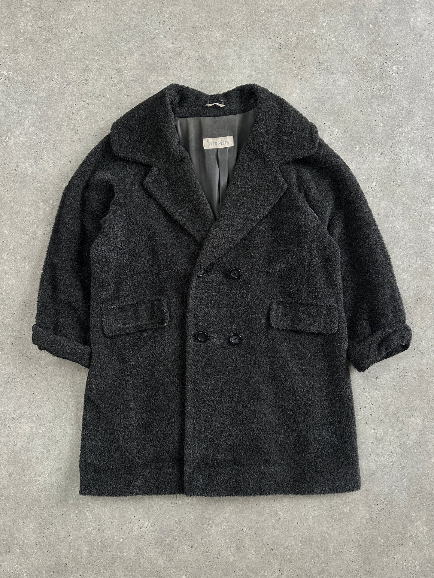 Max Mara 1990s Alpaca Wool Double Breasted Coat - XL