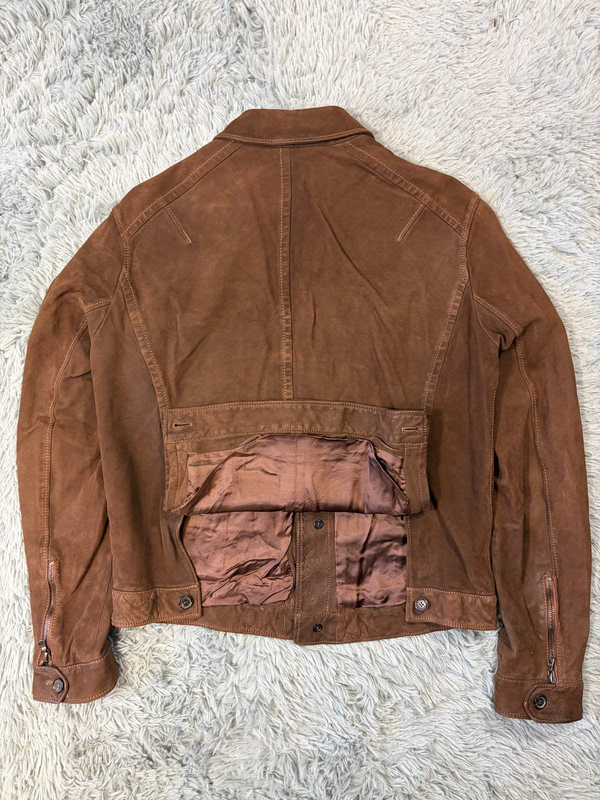 Neil Barrett 2006 Brad Pitt Suede Leather Multipocket Moto Jacket - M | Large, Brown
