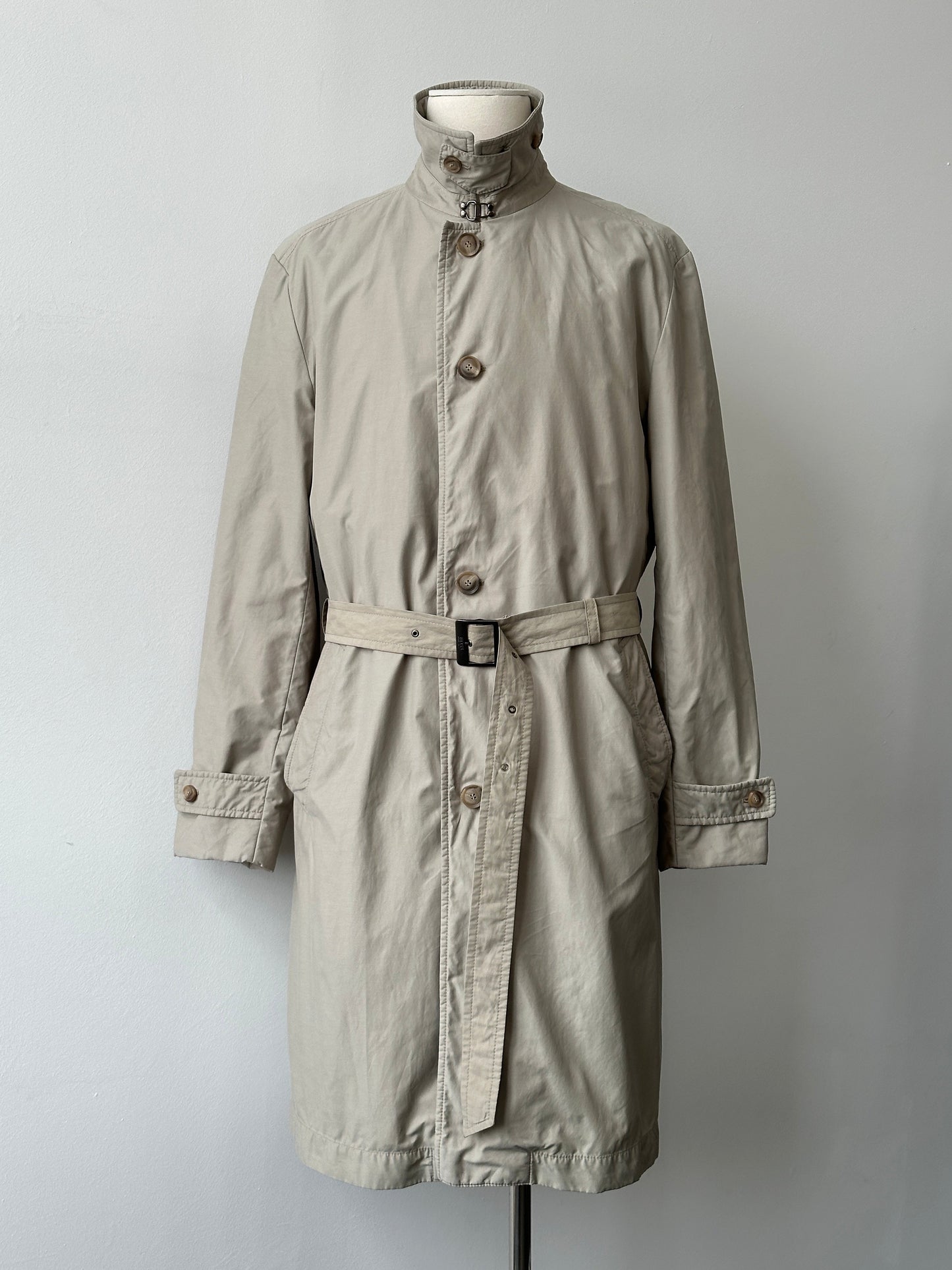 Hugo Boss 2000s High Neck Belted Trench Coat - L