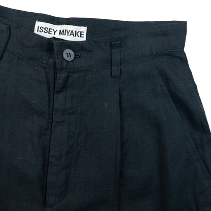 Vintage 90s Issey Miyake Pleated Linen Trousers Size W24 | W24, Black
