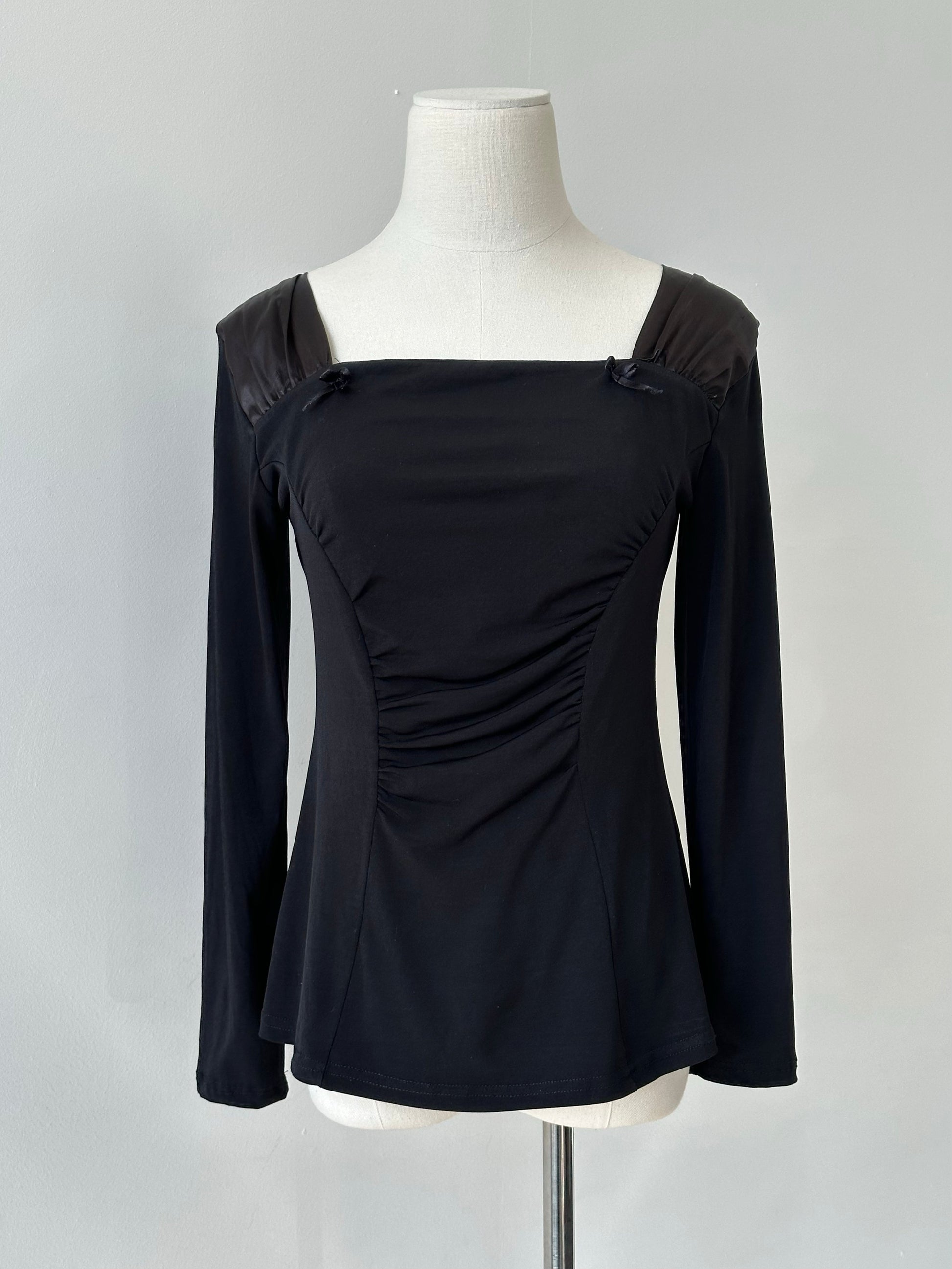 Italian Vintage 1990s Satin Square Neck Top - S-M